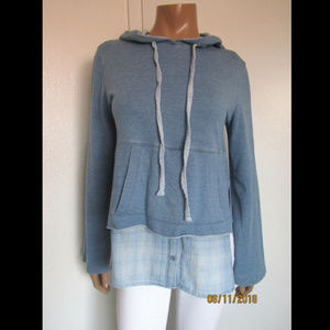 Cloth & Stone Shirt Tail Hoodie Sweatshirt Top